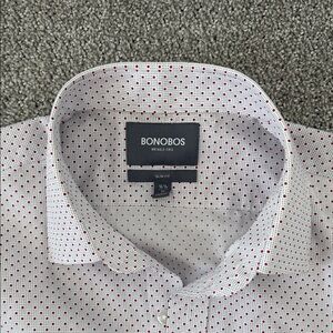 Bonobos Men's White and Red Patterned Dress Shirt